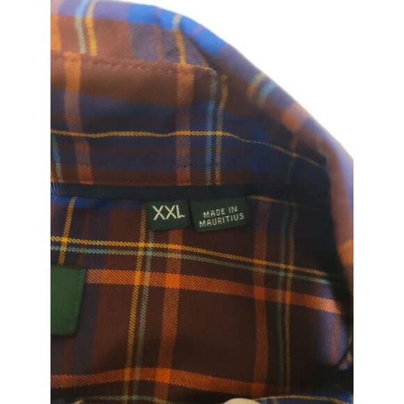 Orvis Mens Classic Fit Plaid Shirt 2XL Pol Wool Blend Rust blue classic business - Picture 6 of 7